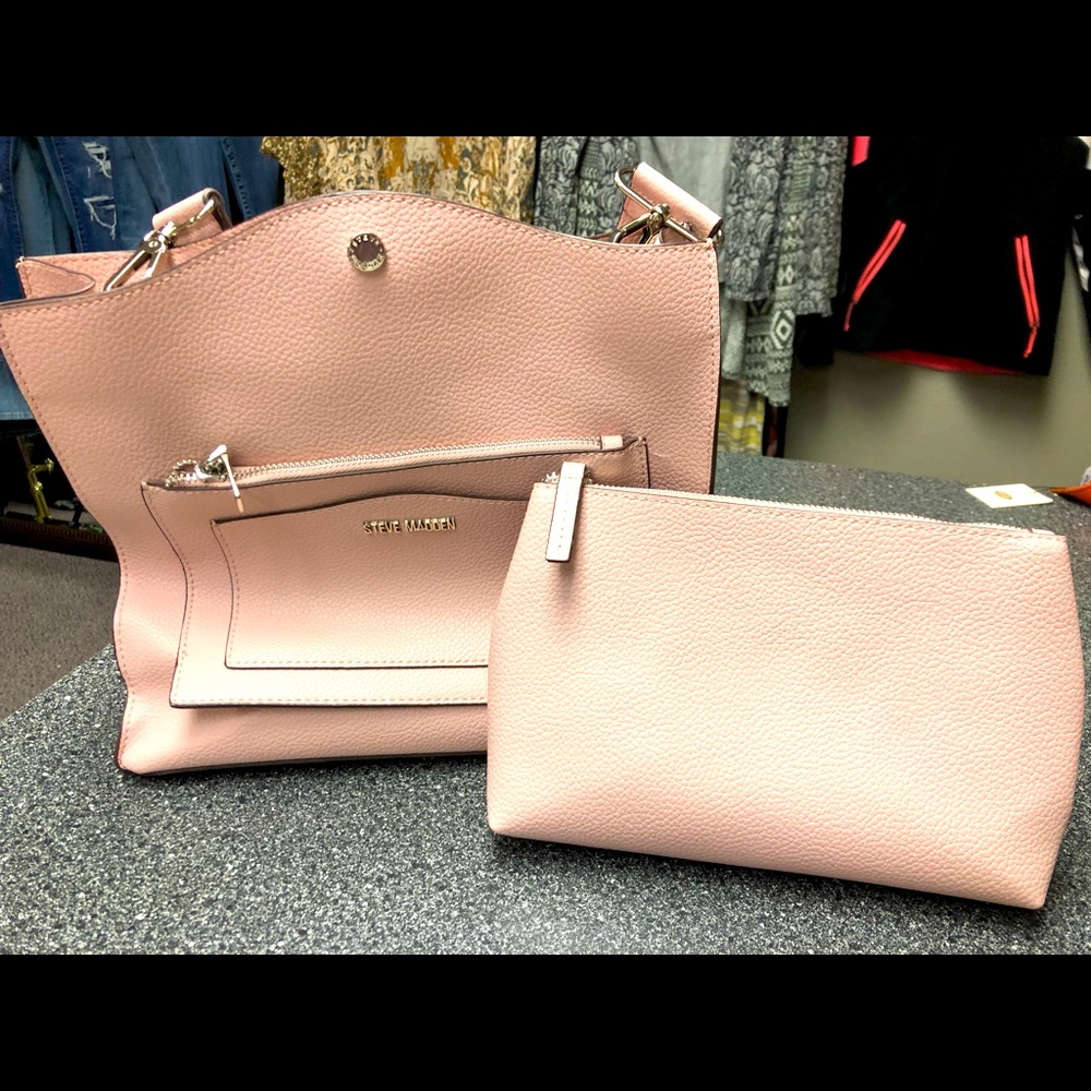 Steve Madden blush pink purse with make up bag